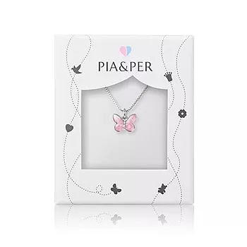 Bilde nummer 2 av Pia&Per, Smykke i 925 sølv med rosa emalje sommerfugl