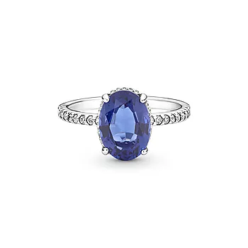 Bilde nummer 2 av Pandora, Ring i 925 sølv med blå krystall