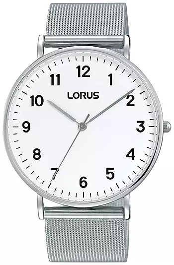 Lorus, Herreklokke i stål med meshlenke og hvit skive
