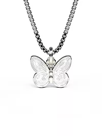 Pia&Per, Smykke i 925 sølv med hvit emalje sommerfugl