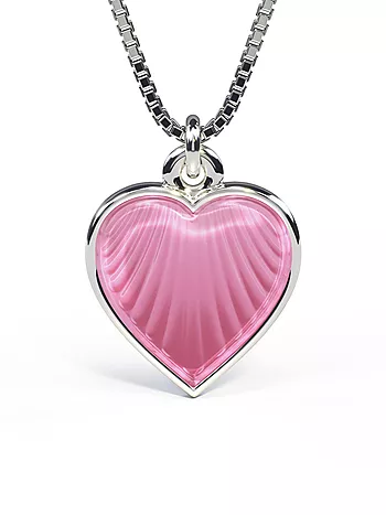 Pia&Per, Smykke i 925 sølv med rosa emalje hjerte - Medium