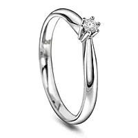 Pan Jewelry, Ingrid enstens ring i 585 hvitt gull med diamant 0,05 ct
