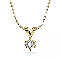 Pan Jewelry, Isabella enstens anheng i 585 gult gull med diamant 0,30 ct