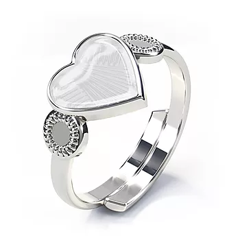 Pia&Per, Ring i 925 sølv med hvitt hjerte