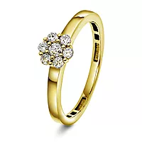 Blossom, Ring i 585 gult gull med rosett og diamanter 0,24 ct