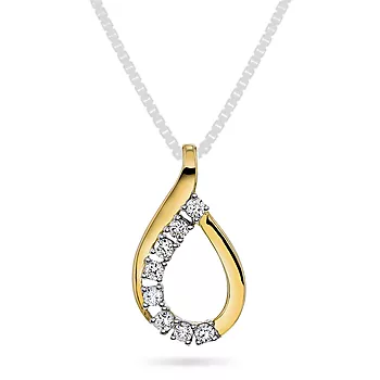 Pan Jewelry, Anheng i 585 gult gull med diamanter og dråpeform 0,15 ct