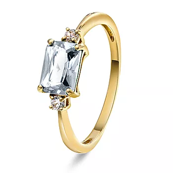Pan Jewelry, Ring i 585 gult gull med glassten og zirkonia