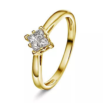 Pan Jewelry, Ring i 585 gult gull med diamanter 0,20 ct