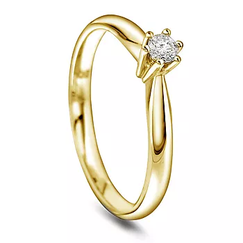 Pan Jewelry, Ingrid enstens ring i 585 gult gull med diamant 0,15ct WSI