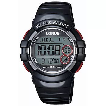 Lorus Sport, Herreklokke digital LCD/LED skjerm med sort gummirem