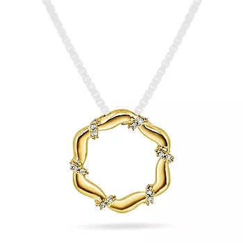Pan Jewelry, Anheng i 585 gult gull med diamanter 0,03 ct og sirkel