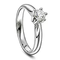 Pan Jewelry, Ingrid enstens ring i 585 hvitt gull med diamant 0,40ct W/SI