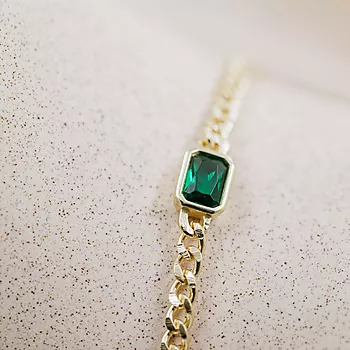 Bilde nummer 2 av Pan Jewelry, Armbånd i forgylt 925 sølv med grønn zirkonia