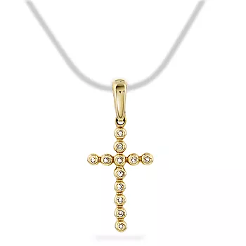 Pan Jewelry, Anheng i 585 gult gull med kors og diamanter 0,03 ct