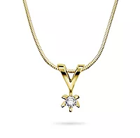 Pan Jewelry, Isabella enstens anheng i 585 gult gull med diamant 0,05 ct WSI