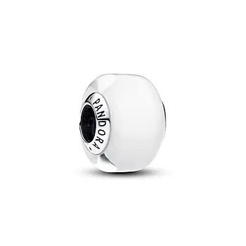 Pandora Moments, Charm i 925 sølv med hvit mini muranoglass