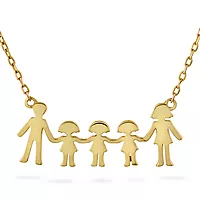 Pan Jewelry, Familiesmykke med mor, far og tre døtre i forgylt 925 sølv