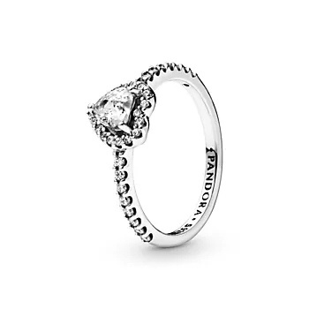 Pandora Timeless, Ring i 925 sølv med hevet klart hjerte