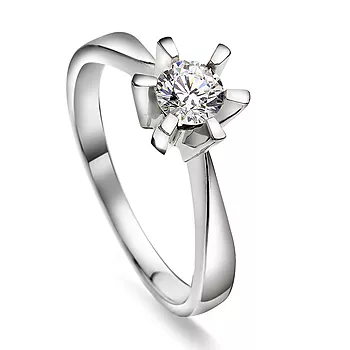Pan Jewelry, Isabella enstens ring i 585 hvitt gull med diamant 0,40 ct WSI
