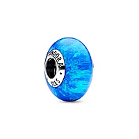 Pandora Moments, Charm i 925 sølv med opaliserende havblå sirkel