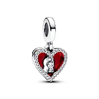 Pandora Moments, Charm i 925 sølv med rødt hjerte og nøkkelhull