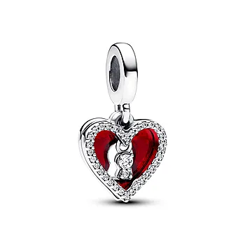 Pandora Moments, Charm i 925 sølv med rødt hjerte og nøkkelhull