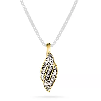 Pan Jewelry, Anheng i 585 gult gull med diamanter og blad 0,10 ct