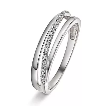 Pan Jewelry, Ring i 585 hvitt gull med diamanter 0,12 ct