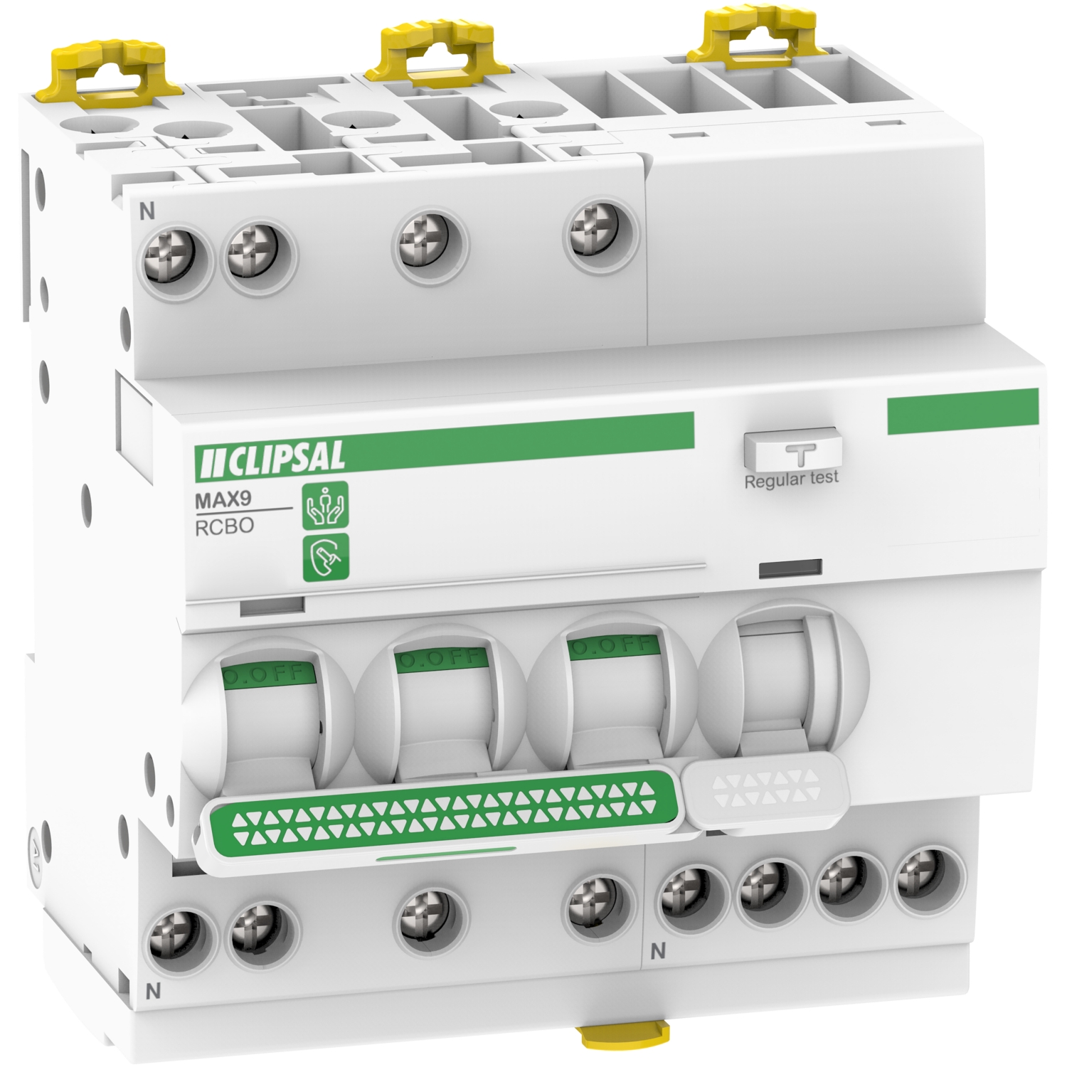 Clipsal MAX9, RCBO, 3PN, 16A, 30mA, C Curve, 6000A, A Type, 5 MOD ...