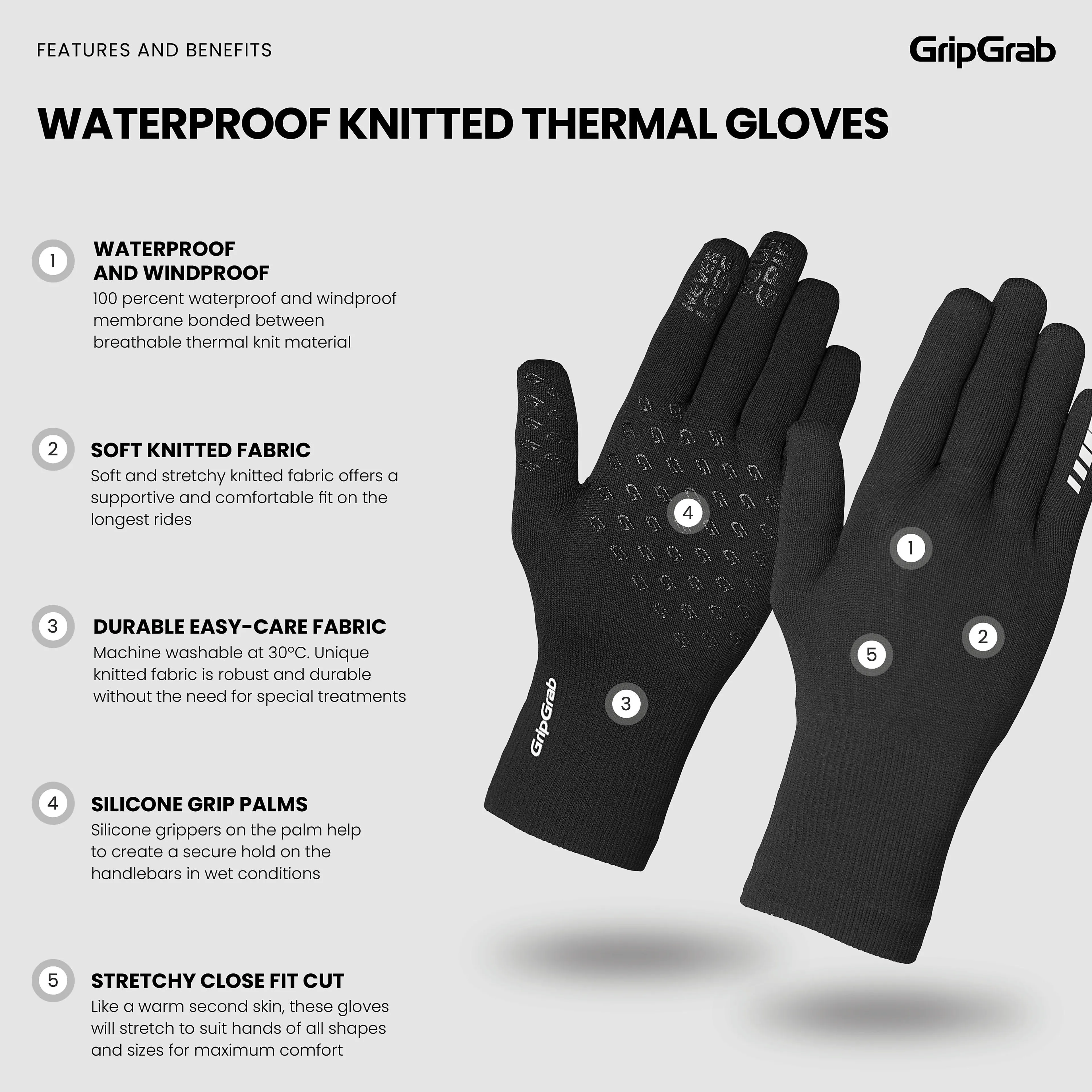 Sykkelhanske Waterproof Knitted Thermal Glove