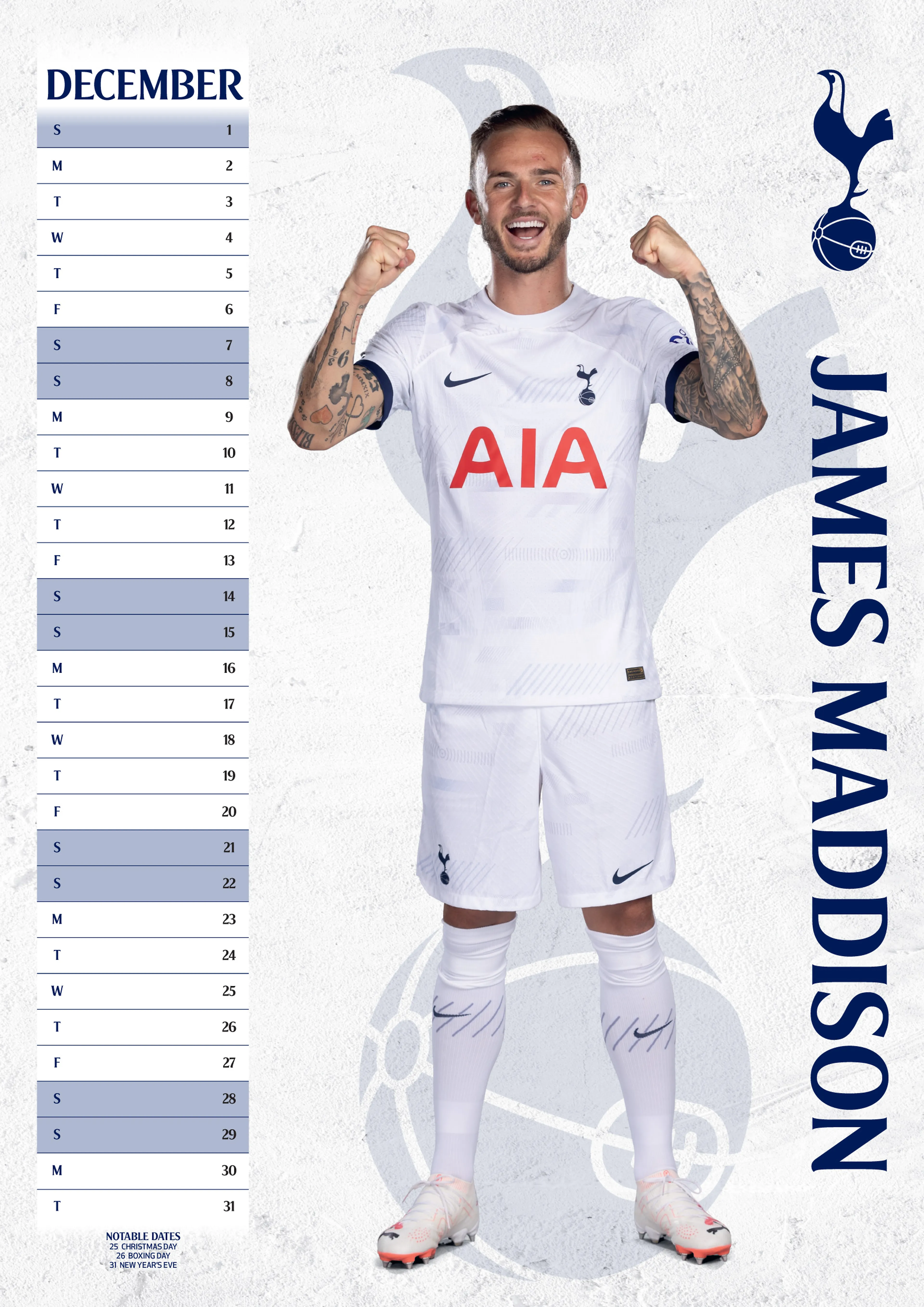 TOTTENHAM HOTSPUR FC 2024 A3 KALENDER