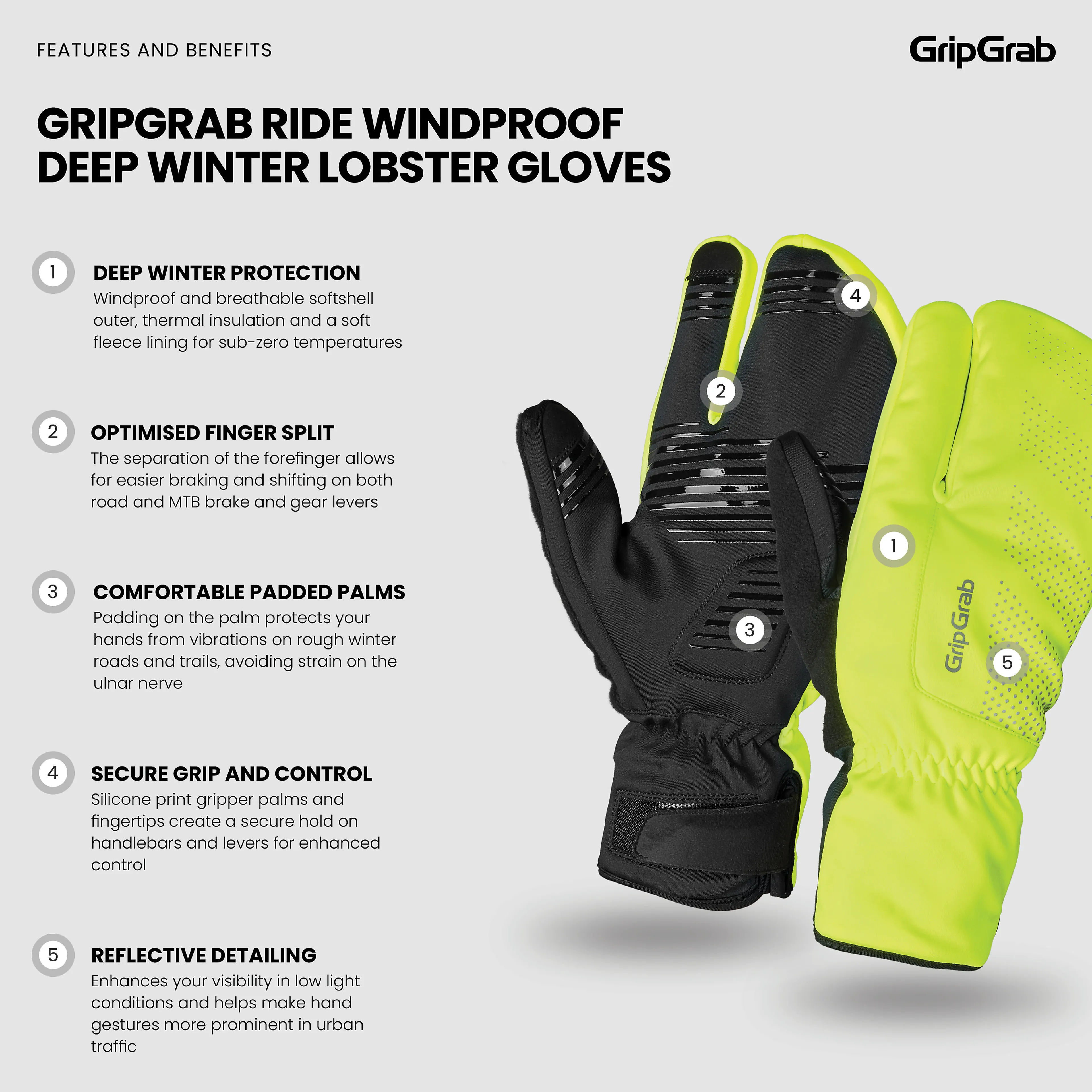 Ride Windproof Deep Winter Lobster Gloves