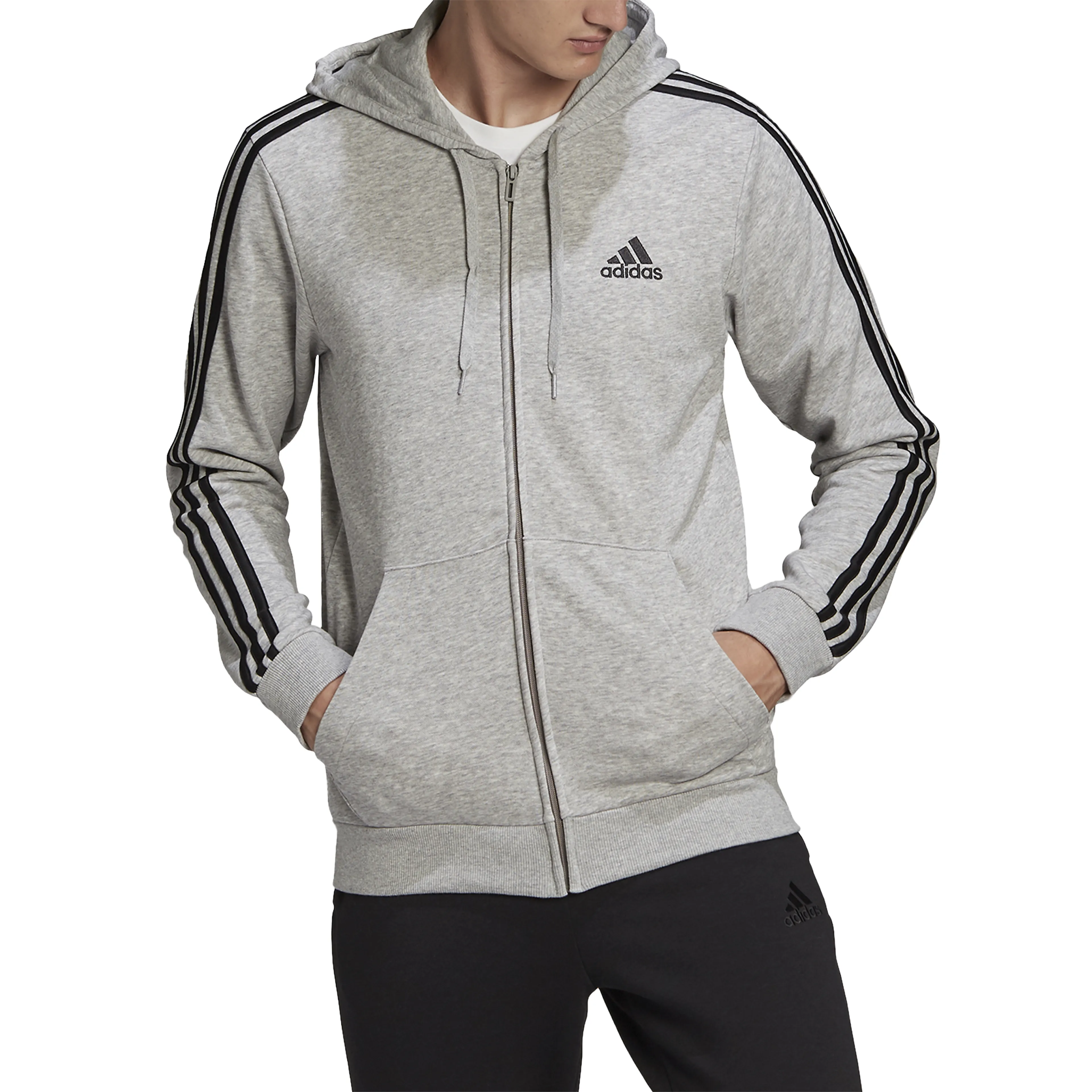 Essentials French Terry 3-Stripes Full-Zip Hettegenser