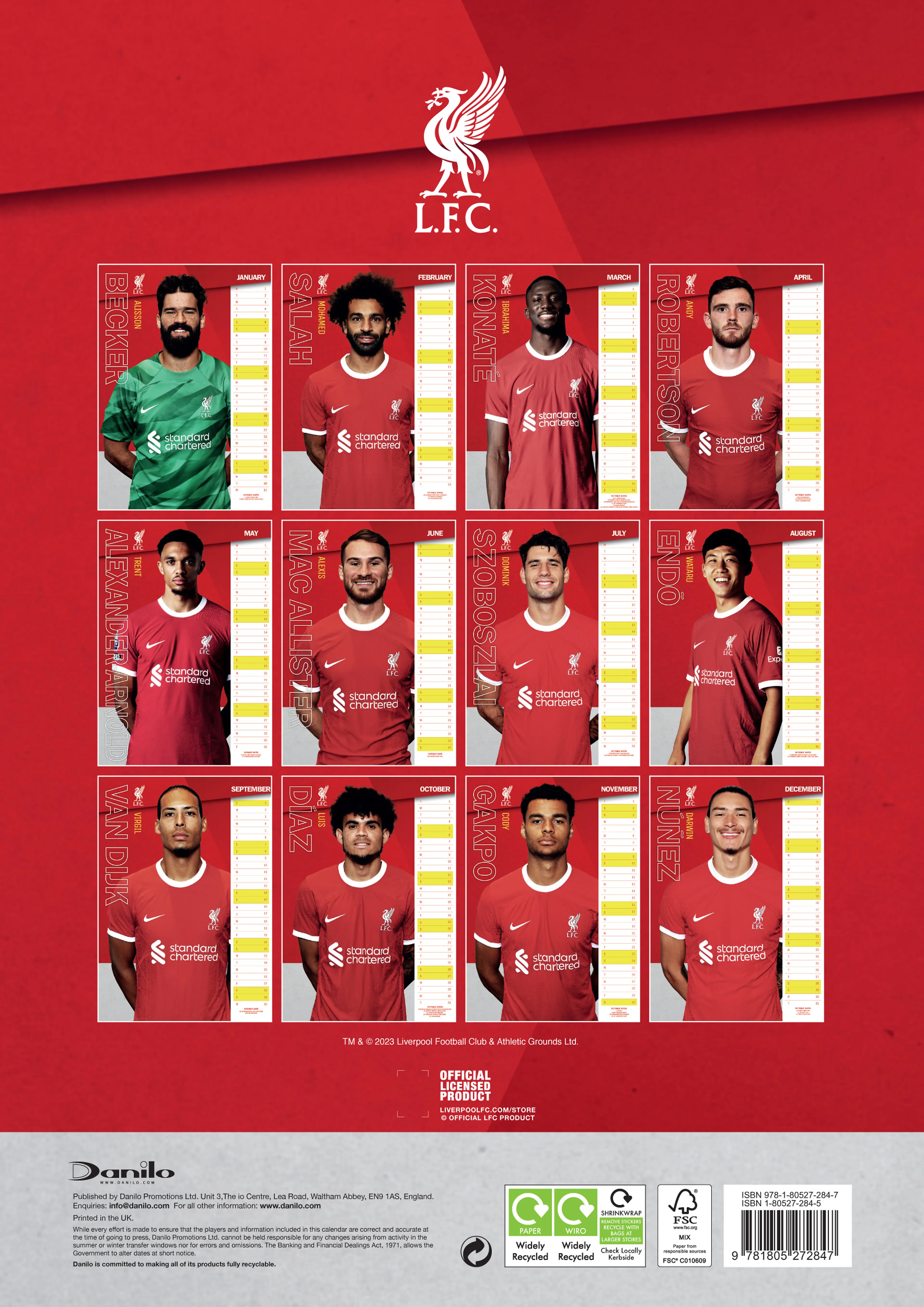 LIVERPOOL FC 2024 A3 CALENDAR