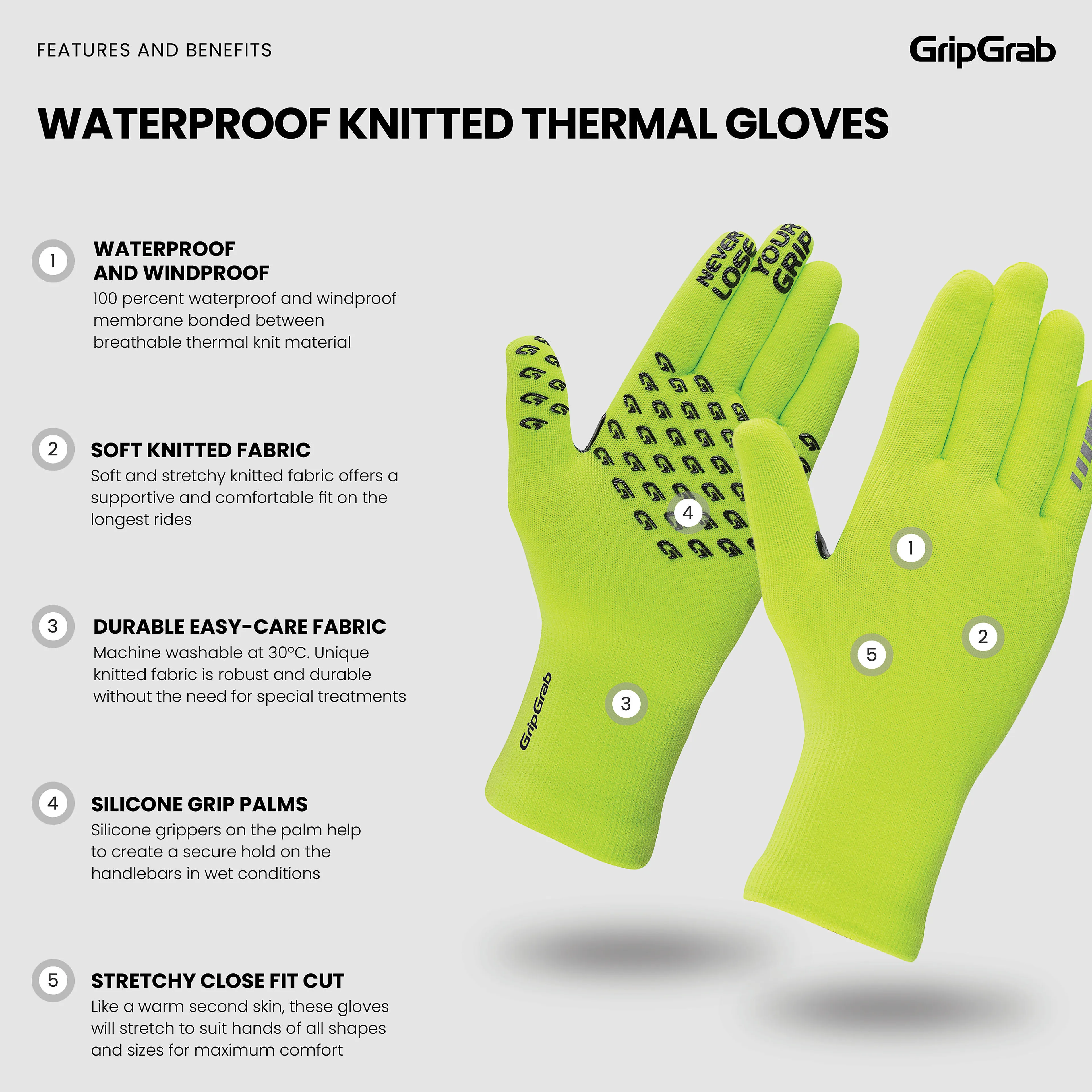 Sykkelhanske Waterproof Knitted Thermal Glove