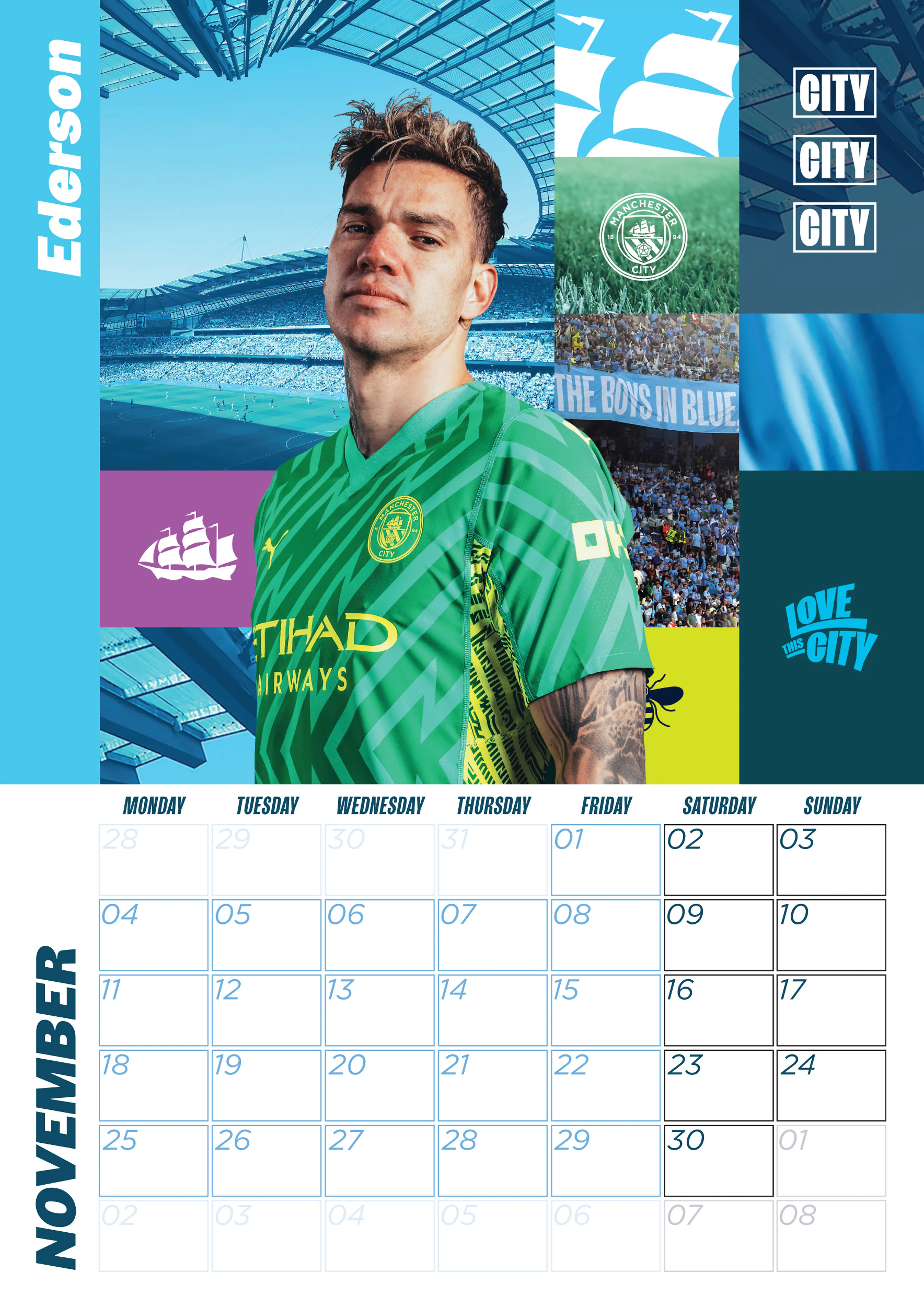 MANCHESTER CITY FC 2024 A3 KALENDER