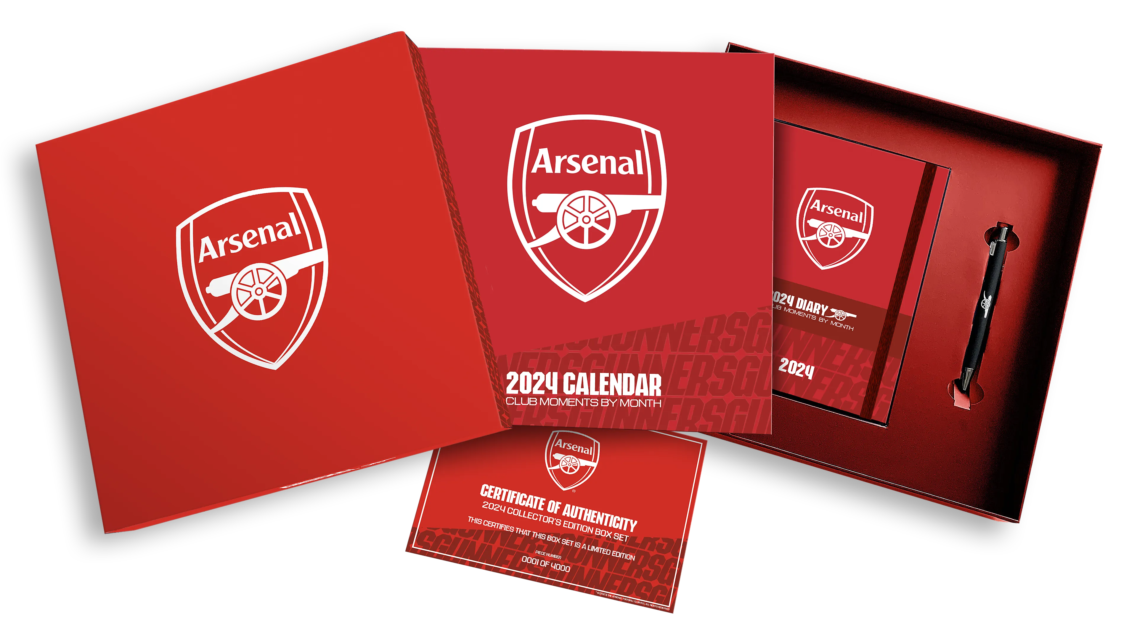 ARSENAL FC 2024 KALENDER & DAGBOK, MUSIKK GIFT BOKS