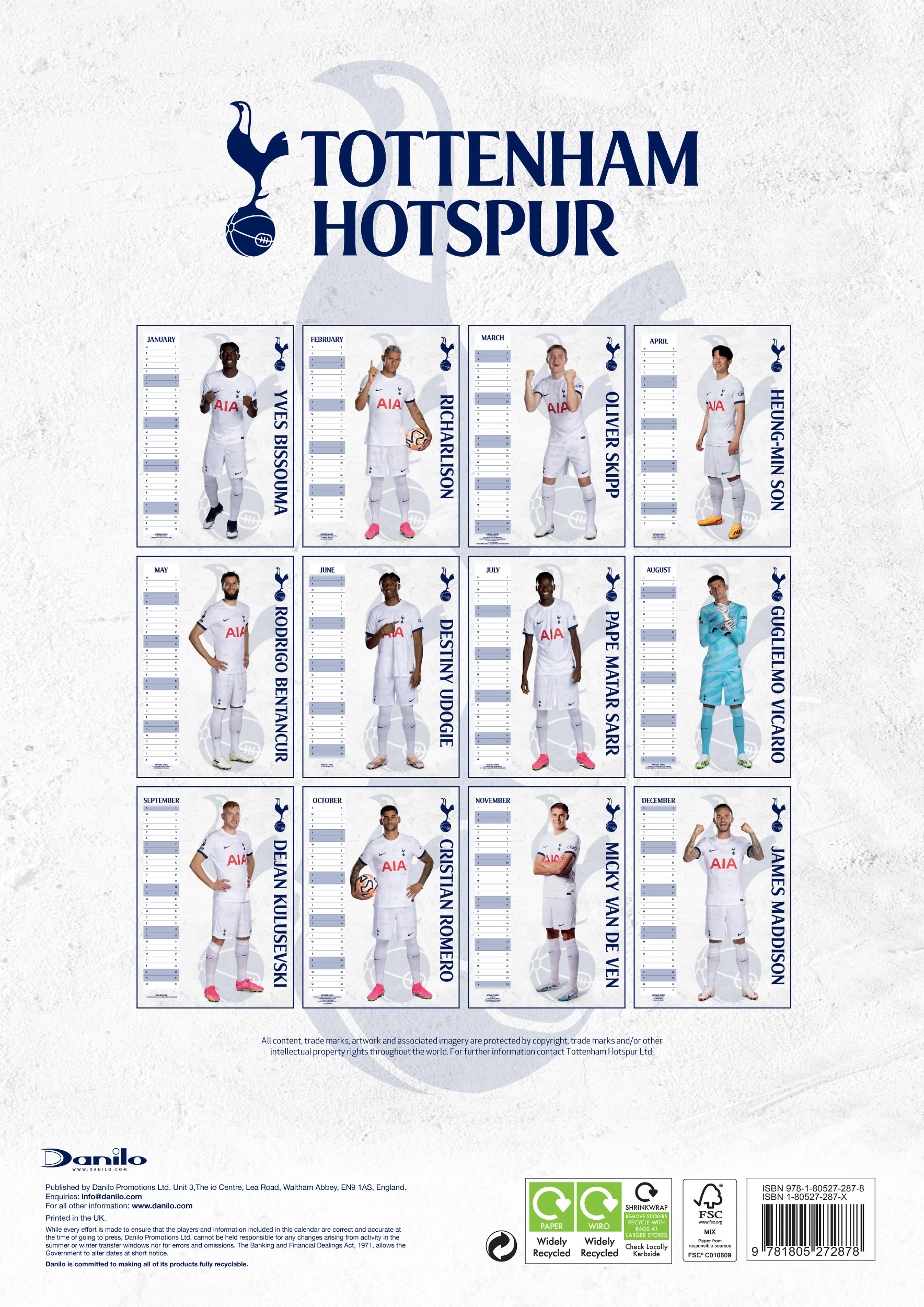 TOTTENHAM HOTSPUR FC 2024 A3 KALENDER