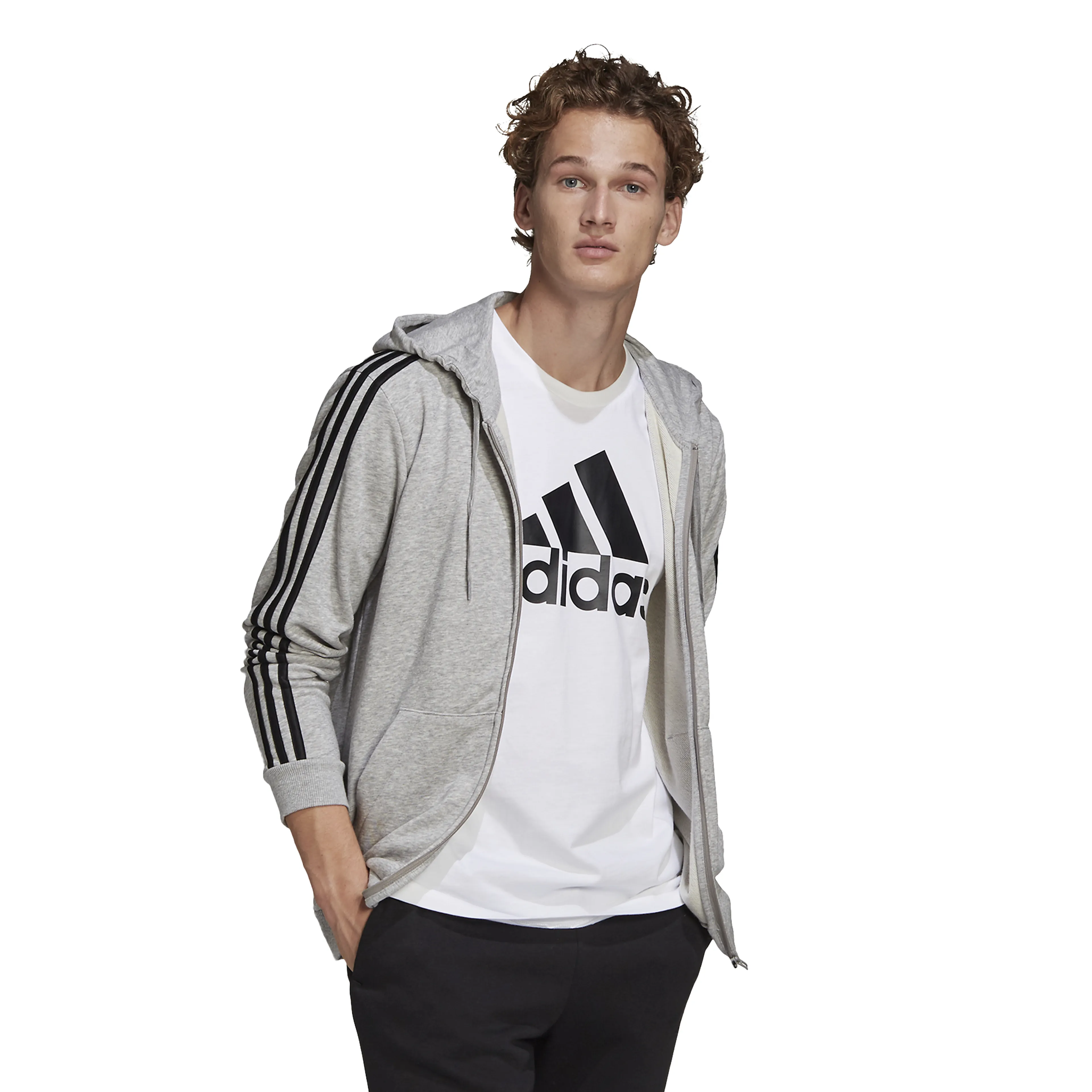 Essentials French Terry 3-Stripes Full-Zip Hettegenser