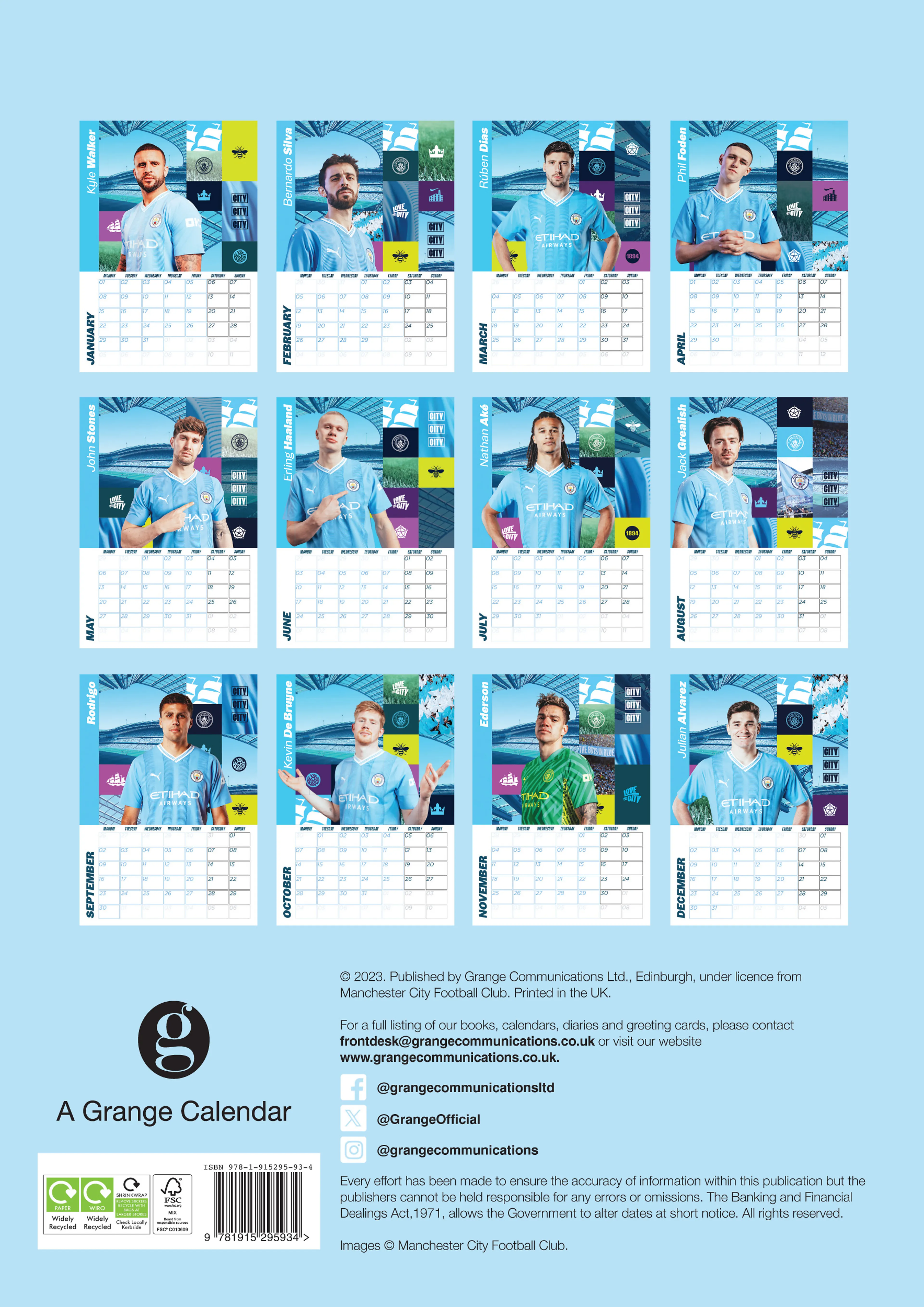 MANCHESTER CITY FC 2024 A3 KALENDER