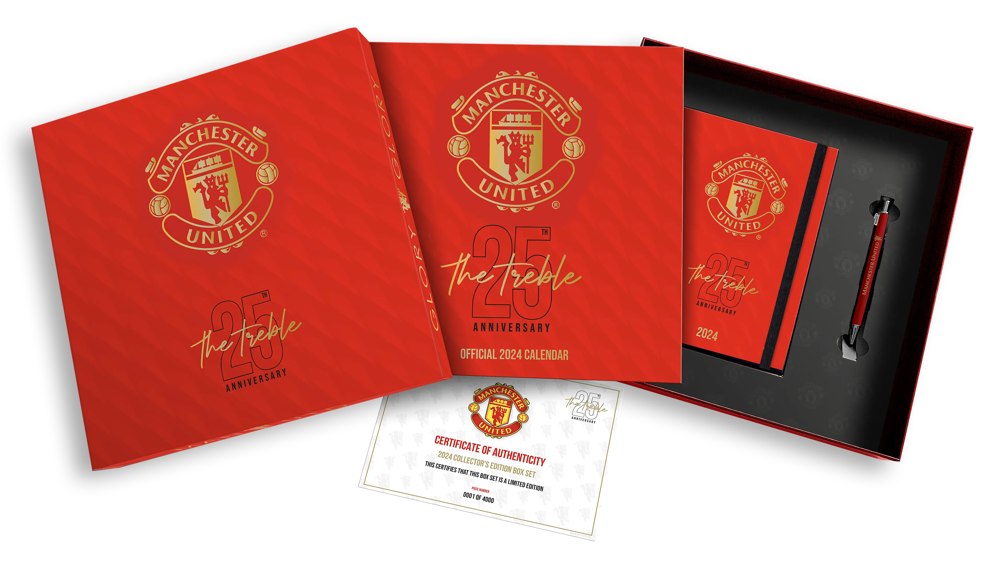 MANCHESTER UNITED FC 2024 KALENDER & DAGBOK, MUSIKK GIFT BOKS