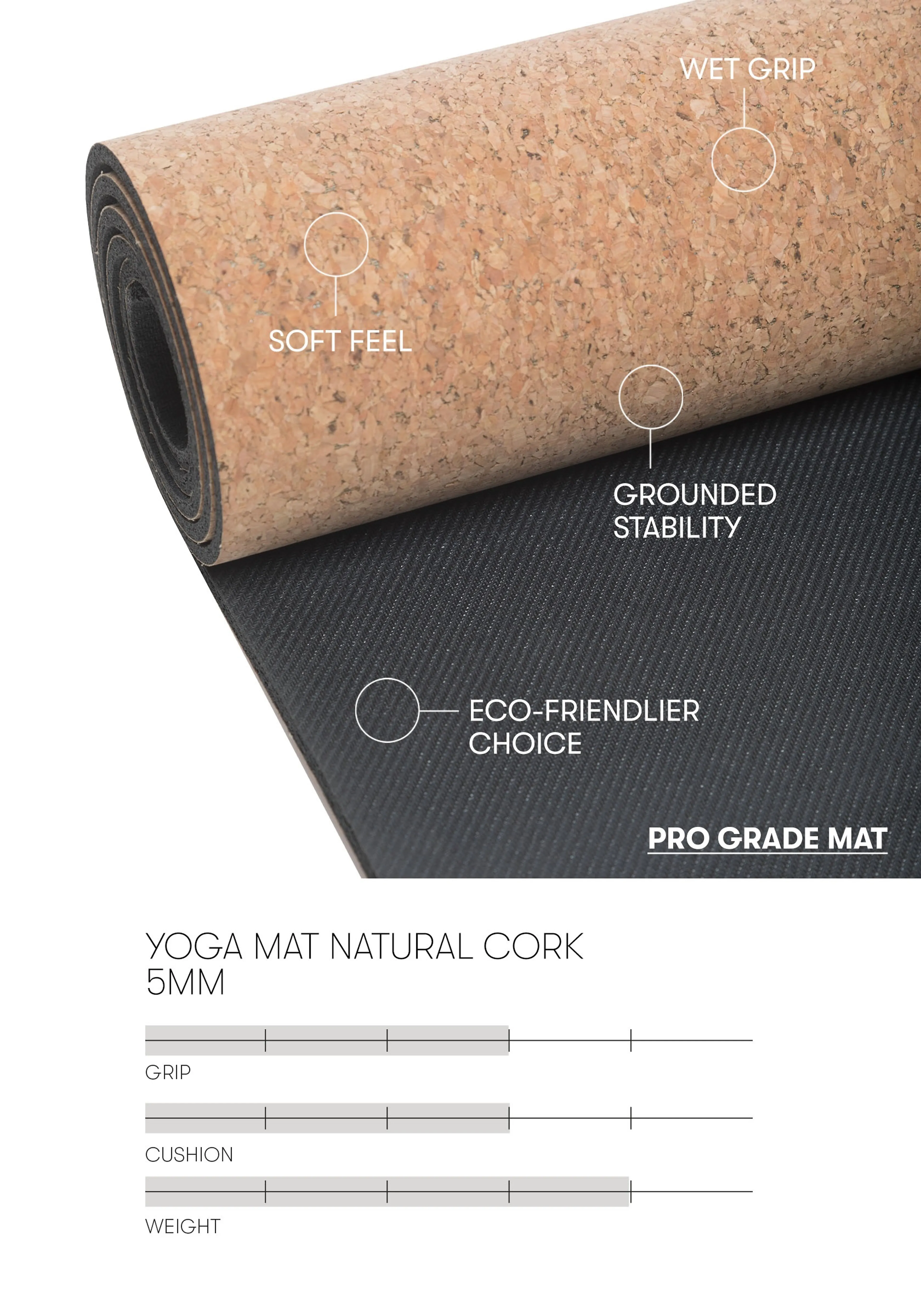 Yoga mat natural cork 5mm