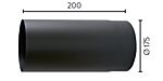 Røykrør Ø175/200 mm rett matt sort