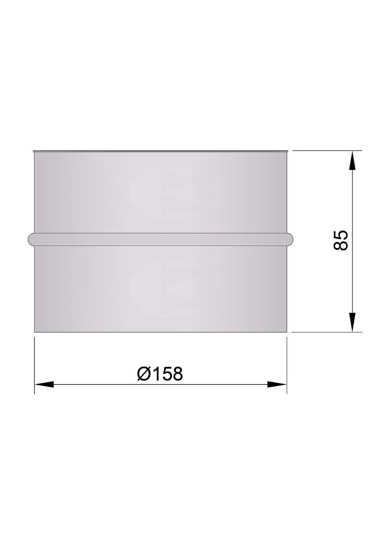 Murstuss sort med stopp Ø150x85 mm