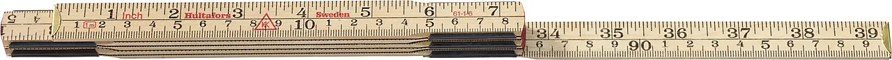 Tommestokk 1 meter tre 61-1-6 metrisk gradering/engelsk tomme null - null - 4