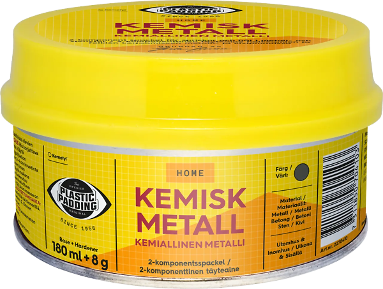 Kjemisk metall pp 180 ml plastic padding 2-komponent sparkel