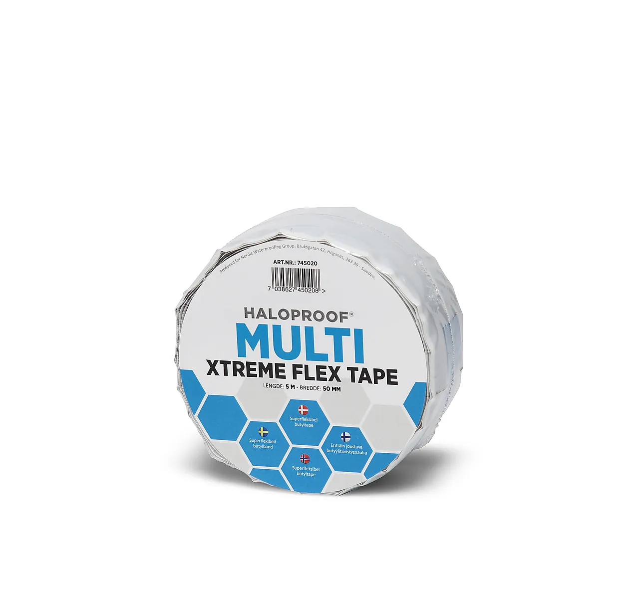Tettebånd fleksibelt 1,5x50mmx5m haloproof flex tape multi xtreme
