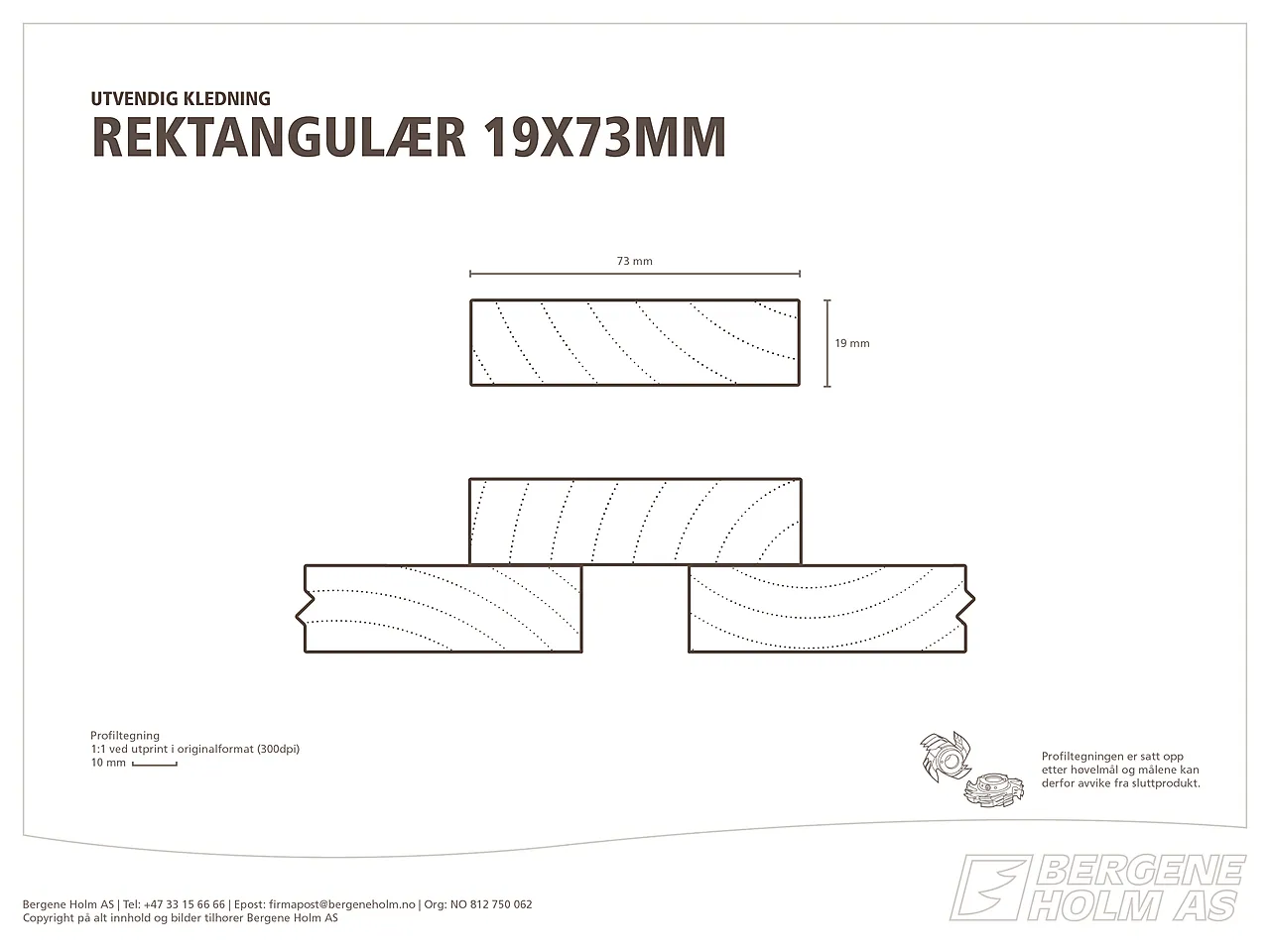 Kledning rektangulær ubehandlet 19x73 mm gran klasse 1 null - null - 2