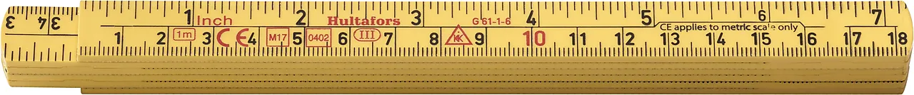Tommestokk 1 meter glassfiber G61-1-6 metrisk gradering/engelsk tomme null - null - 1