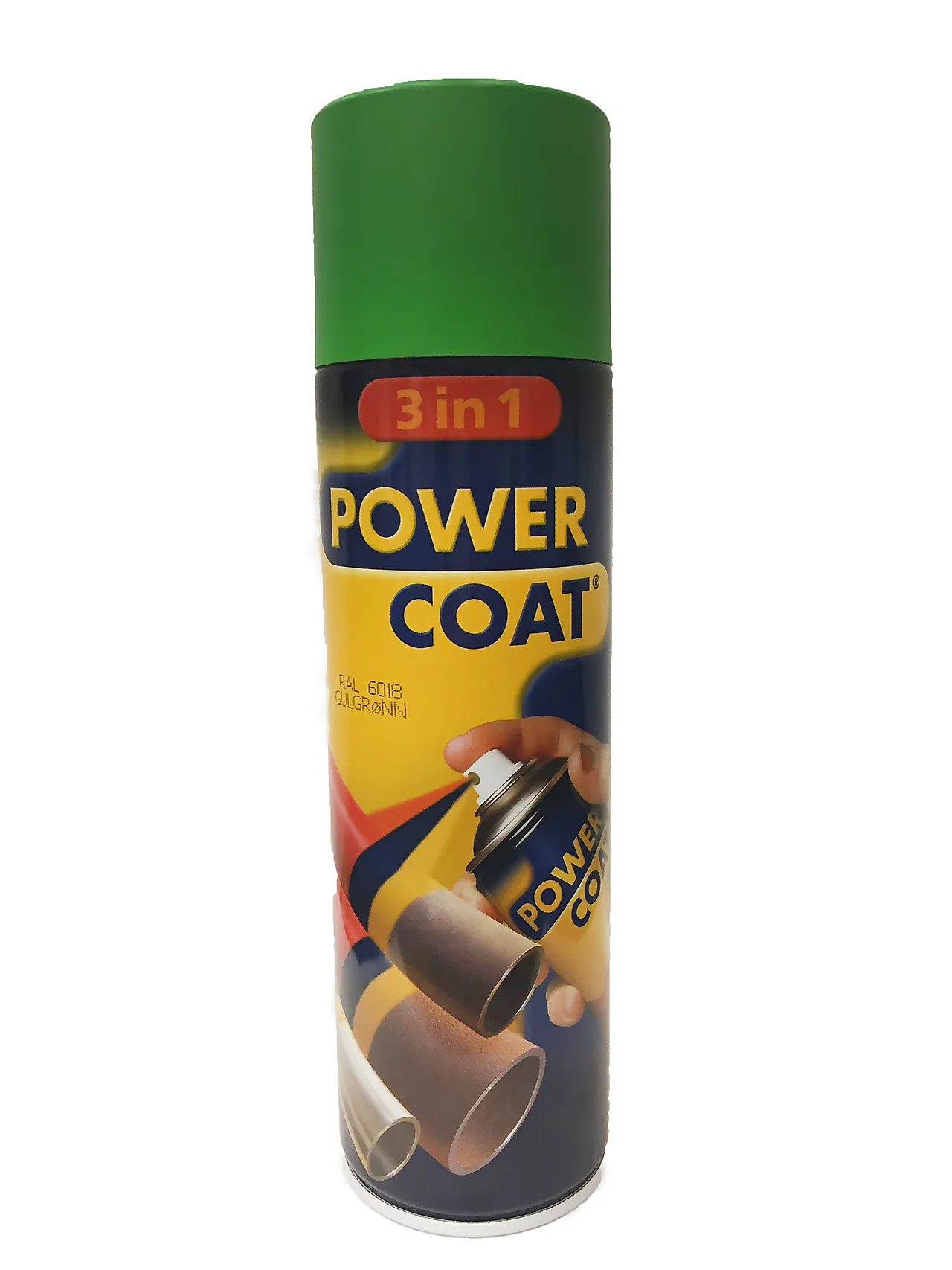 Spraymaling powcoat 3in1 6018 gulgrønn